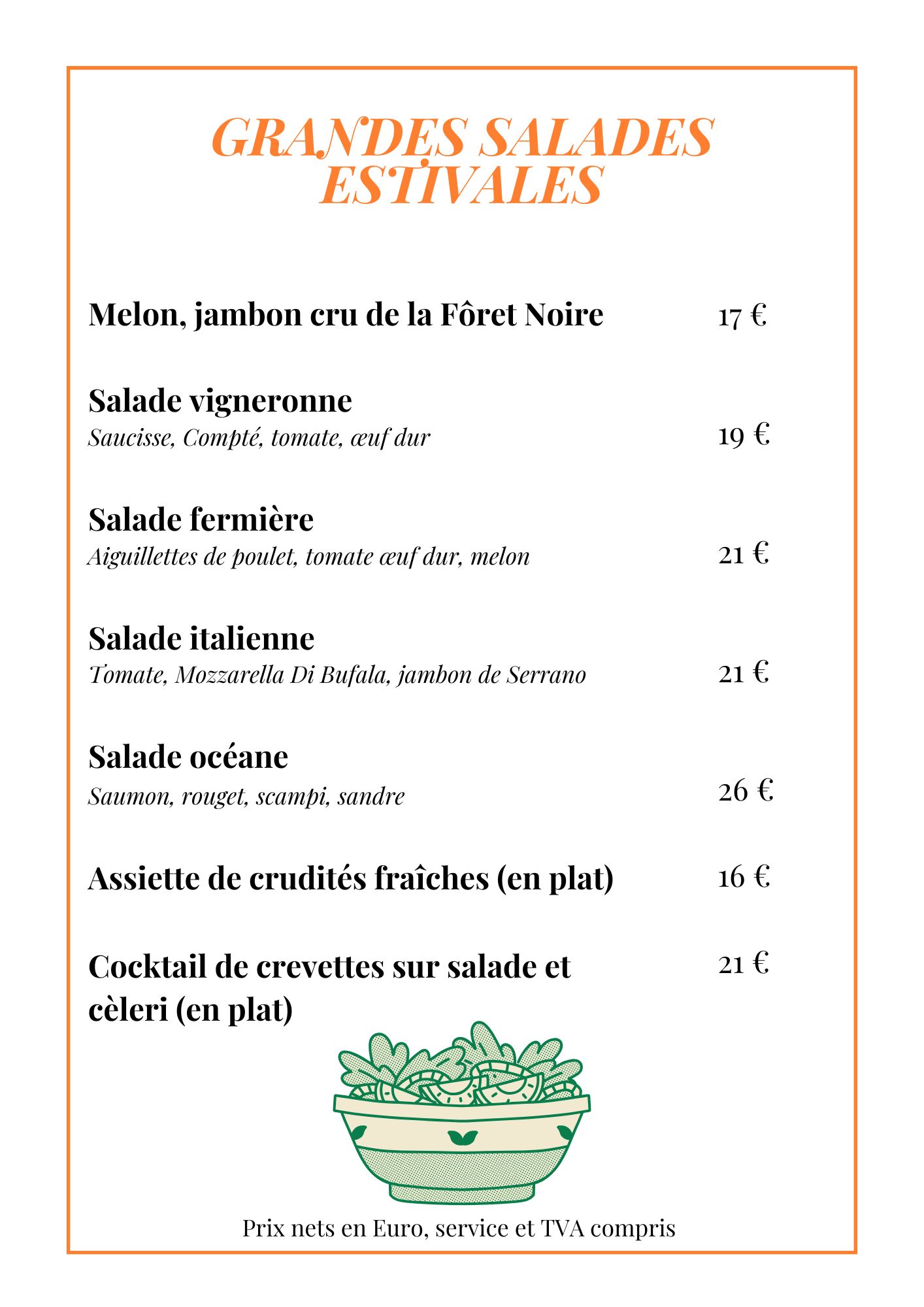 D&eacute;couvrez notre menu de salades estivales Bartenheim